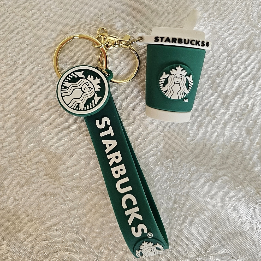 Starbucks Green Keychain/Bagcharm Set- New, Unused